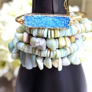 Druzy Dreams Stack Bracelets Set In Teal